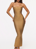 Strapless V Waist Bandage Maxi Dress
