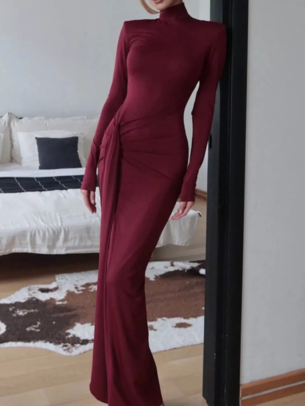 Autumn Winter Unique Personality Slit Maxi Dress