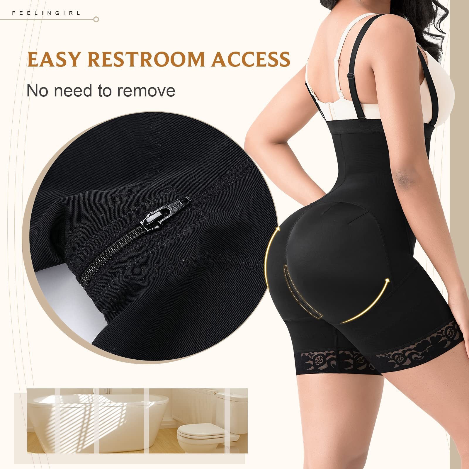 Sculpting Tummy Control Waist-Cinching Butt-Lifting Strappy Bodysuit