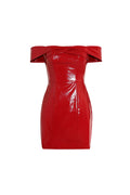 Fierce One Shoulder Artificial Leather Mini Dress
