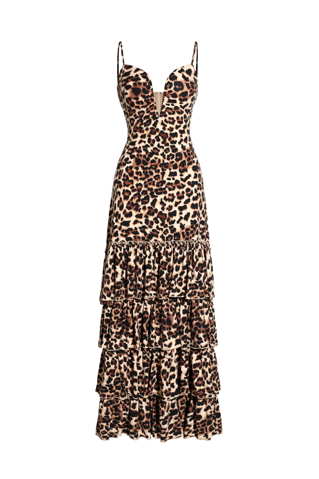 Zambezi Deep-V Sleeveless Ruffled Backless Maxi Dress