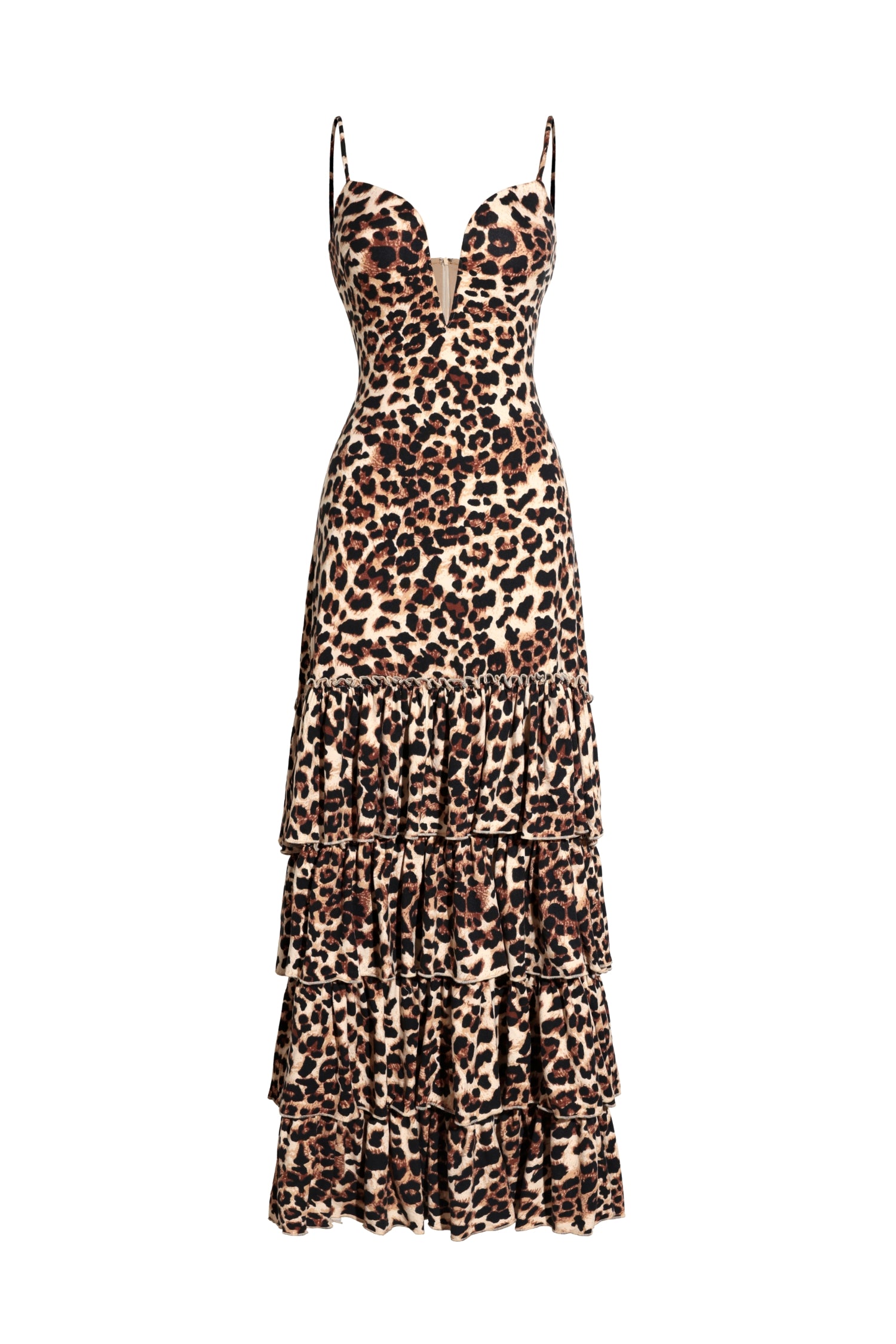 Zambezi Deep-V Sleeveless Ruffled Backless Maxi Dress