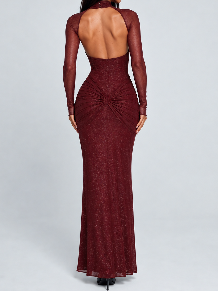 Shimmer Ruched Maxi Dress