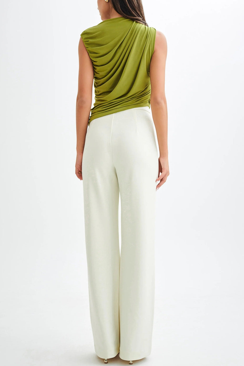 Olive Draped One-Shoulder Top
