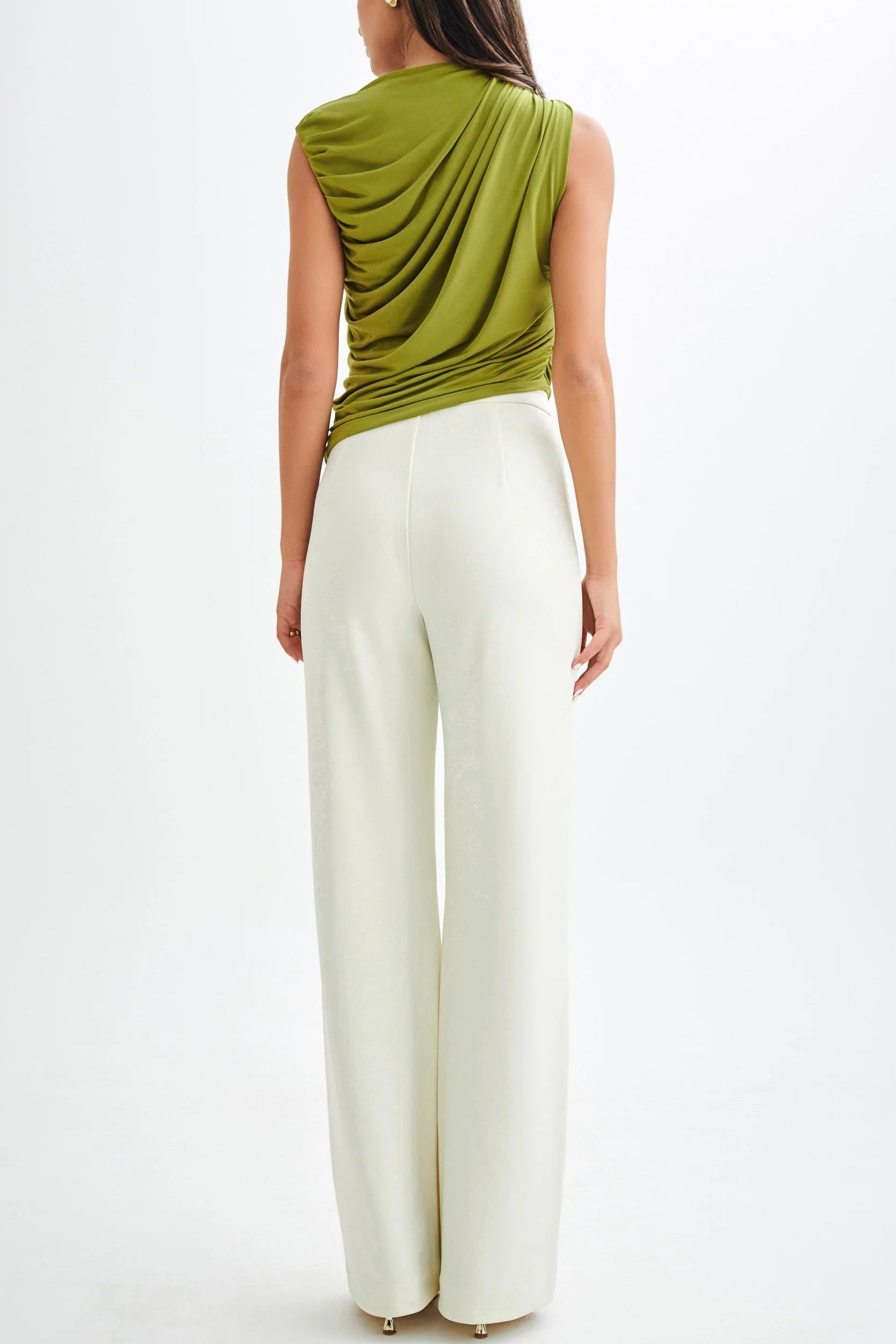 Olive Draped One-Shoulder Top