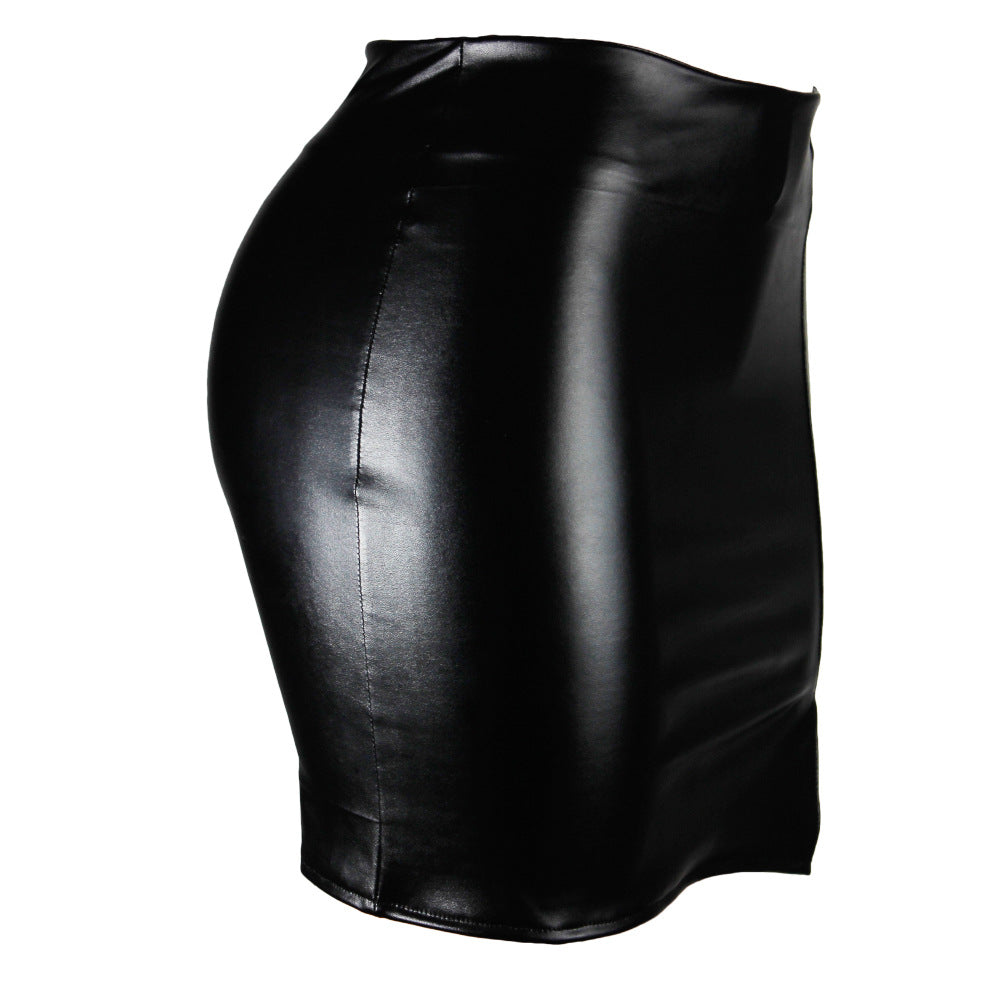 Elegant Leather Split Skirt