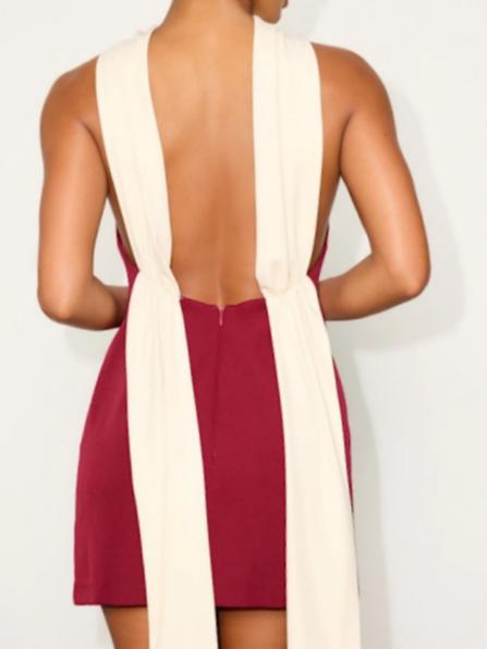 Sandri Cream Backless Bodycon Mini Dress