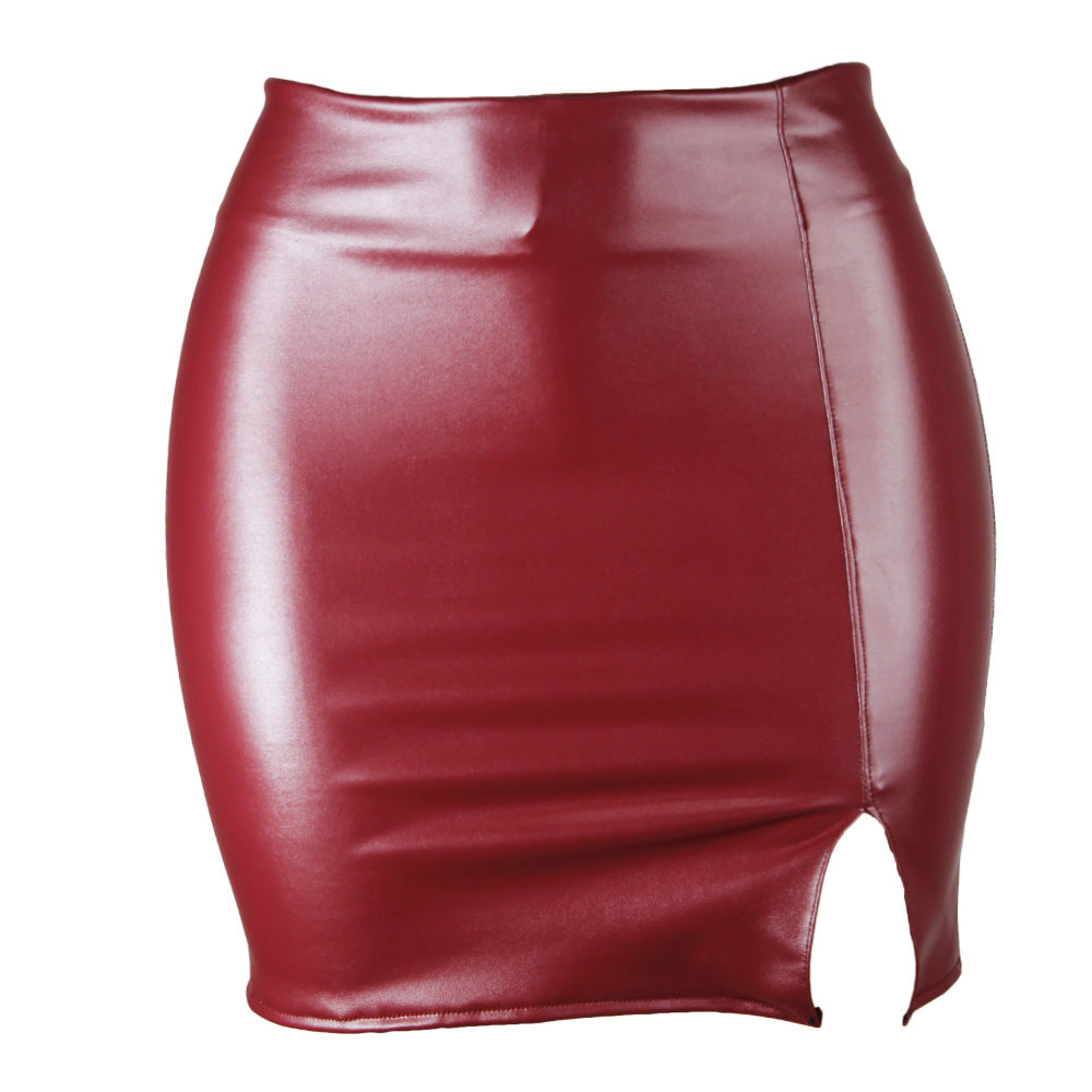 Elegant Leather Split Skirt