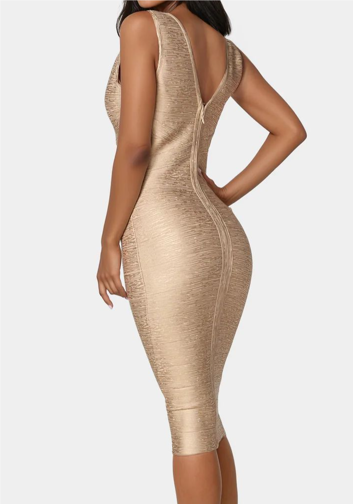 Foiled Bandage Metallic Dress