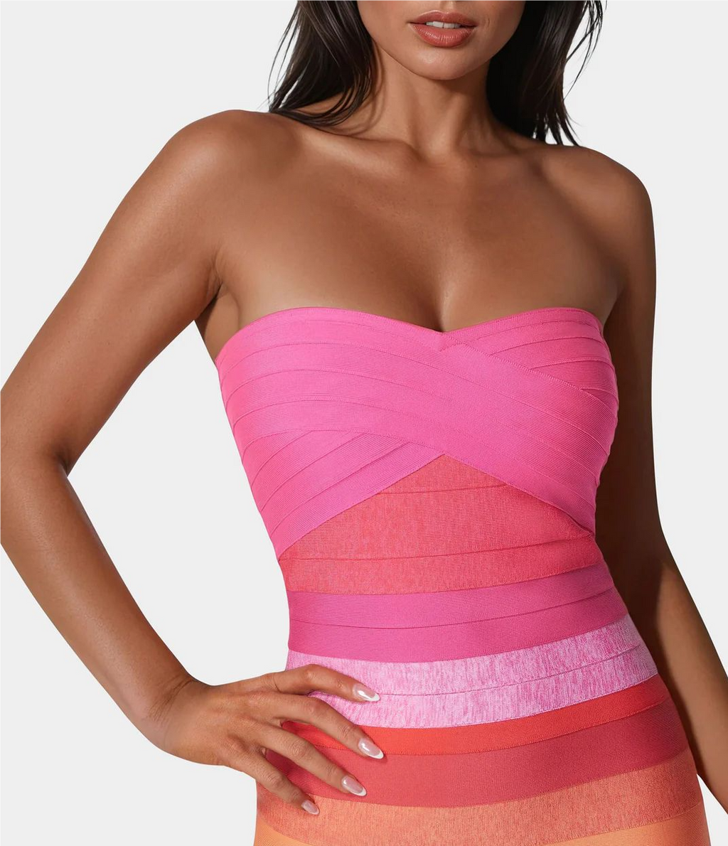 Ombre Bandage Strapless