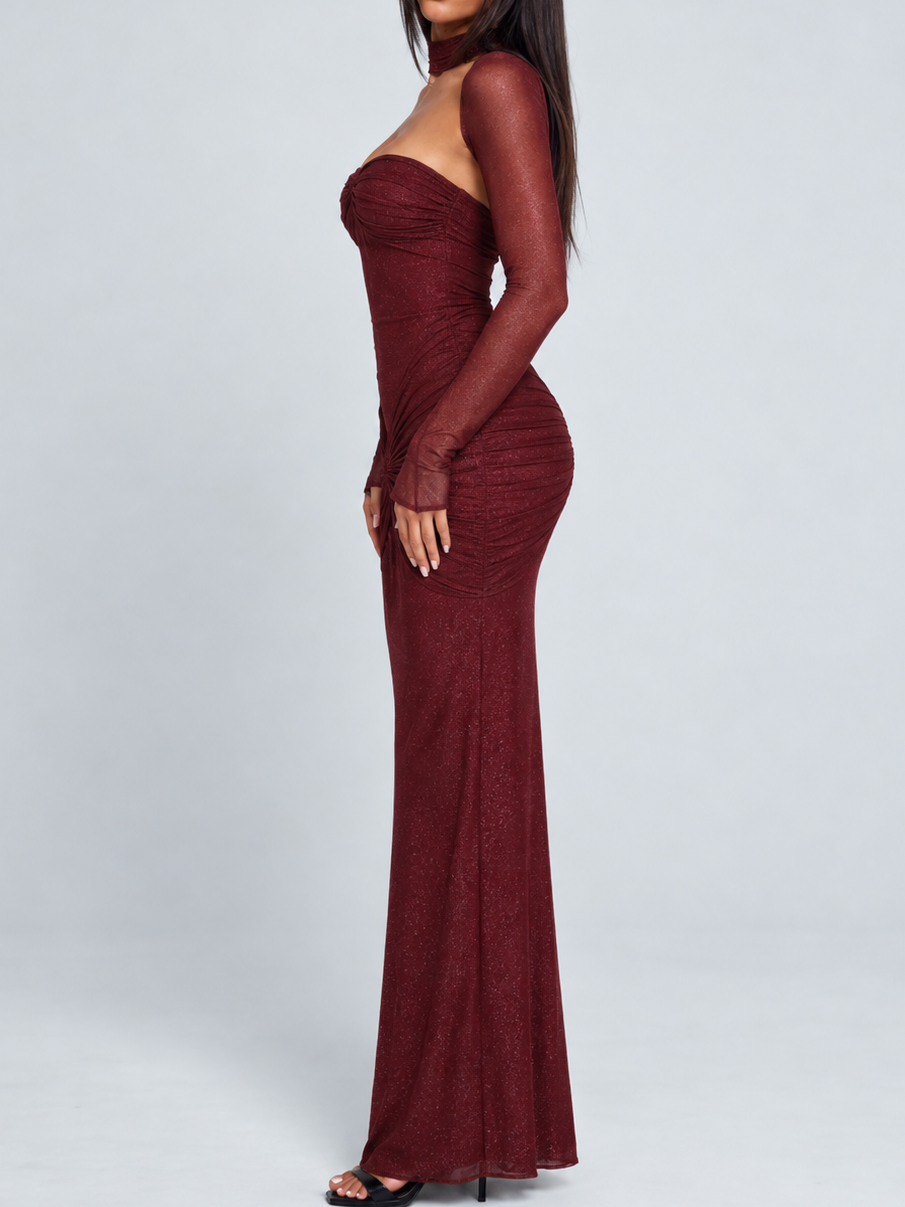 Shimmer Ruched Maxi Dress