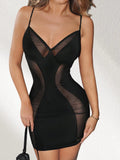 Sexy Mesh Panel Slim Fit Dress