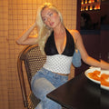 Night-Out Alluring Polka Dot Halter Top