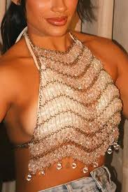 Chic Soiree Elegant Beaded Halter Top