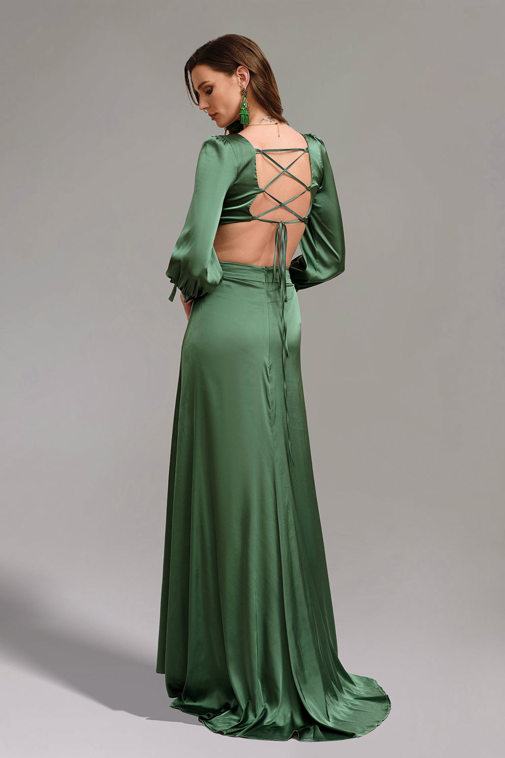 Looly Deep V Maxi Dress - Green
