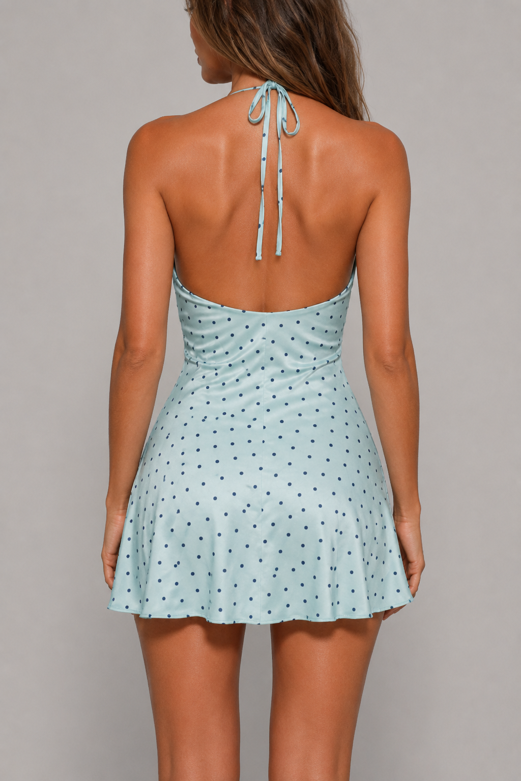 Azure Dot Draped Mini Dress