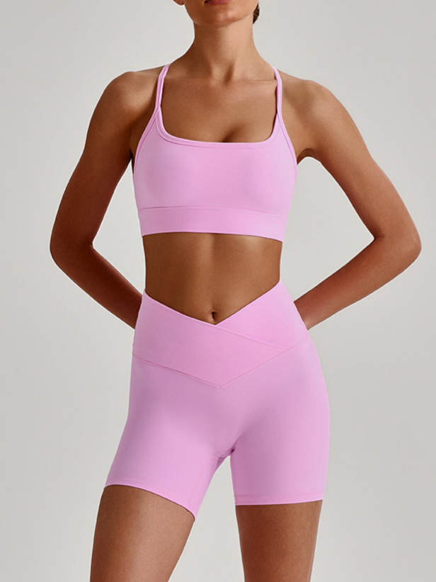 Brushed Seamless Cross-Back Yoga Set