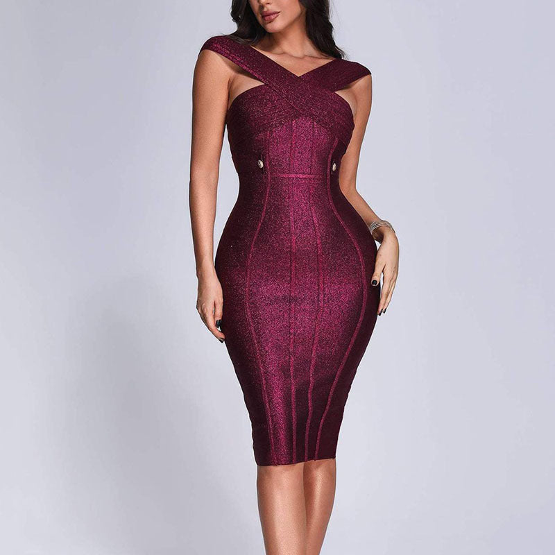 Short-Sleeve European Bodycon Bandage Dress
