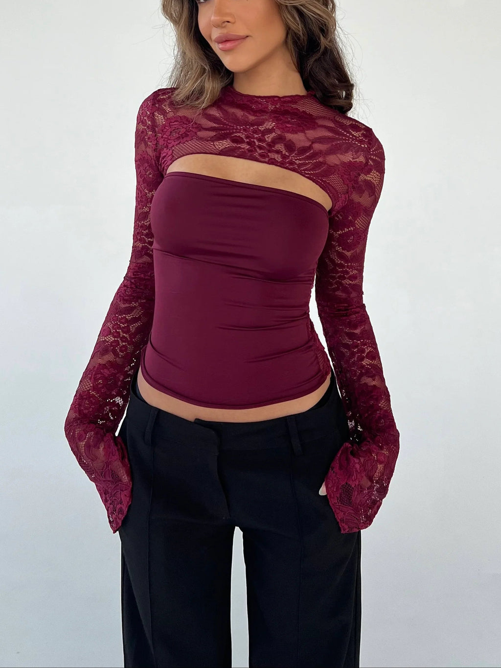 Lara Lace Long SLeeve Top