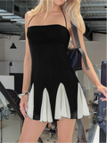 Chic Contrast Panel Mini Dress
