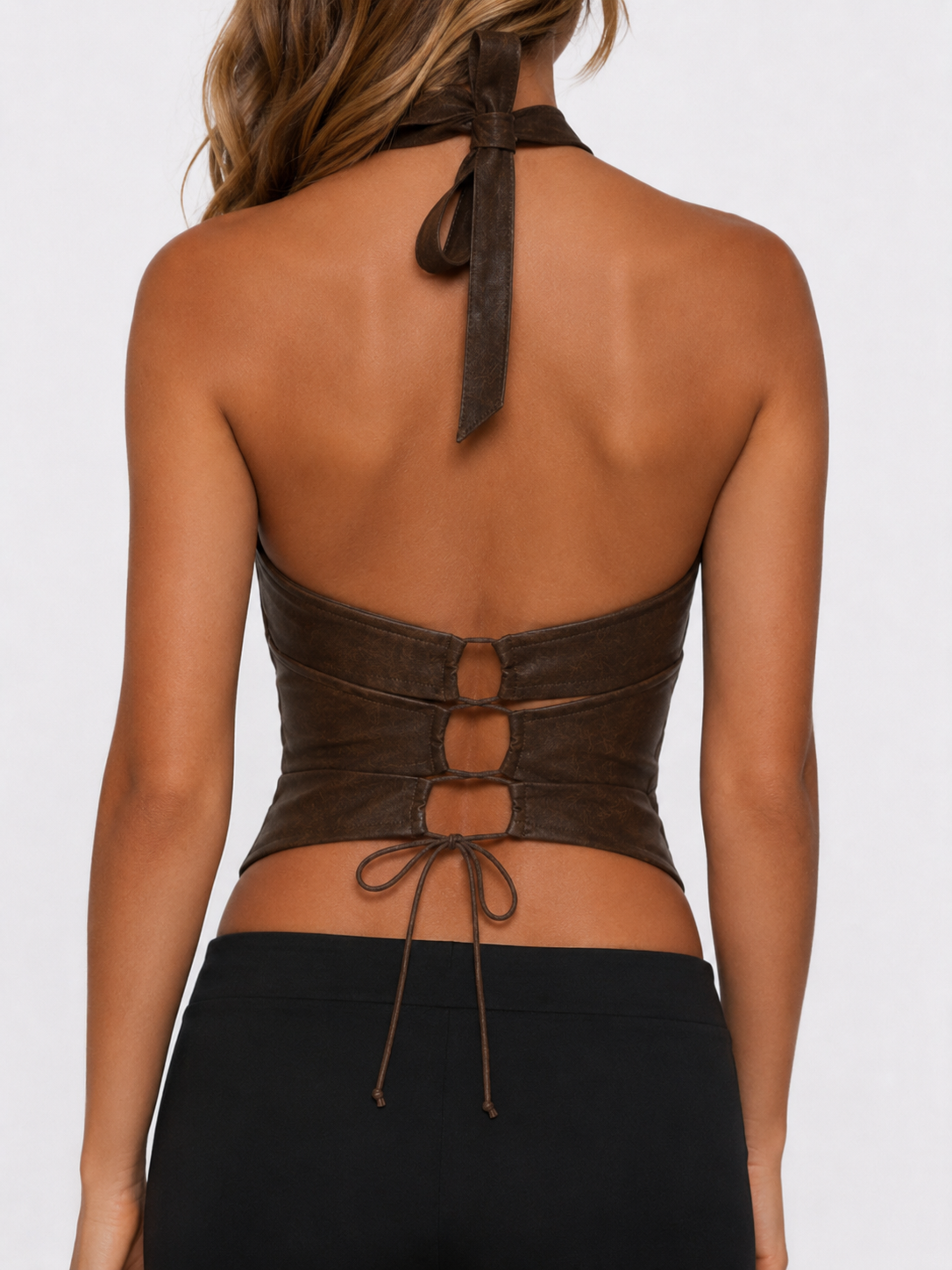 Faux Leather Halter Top