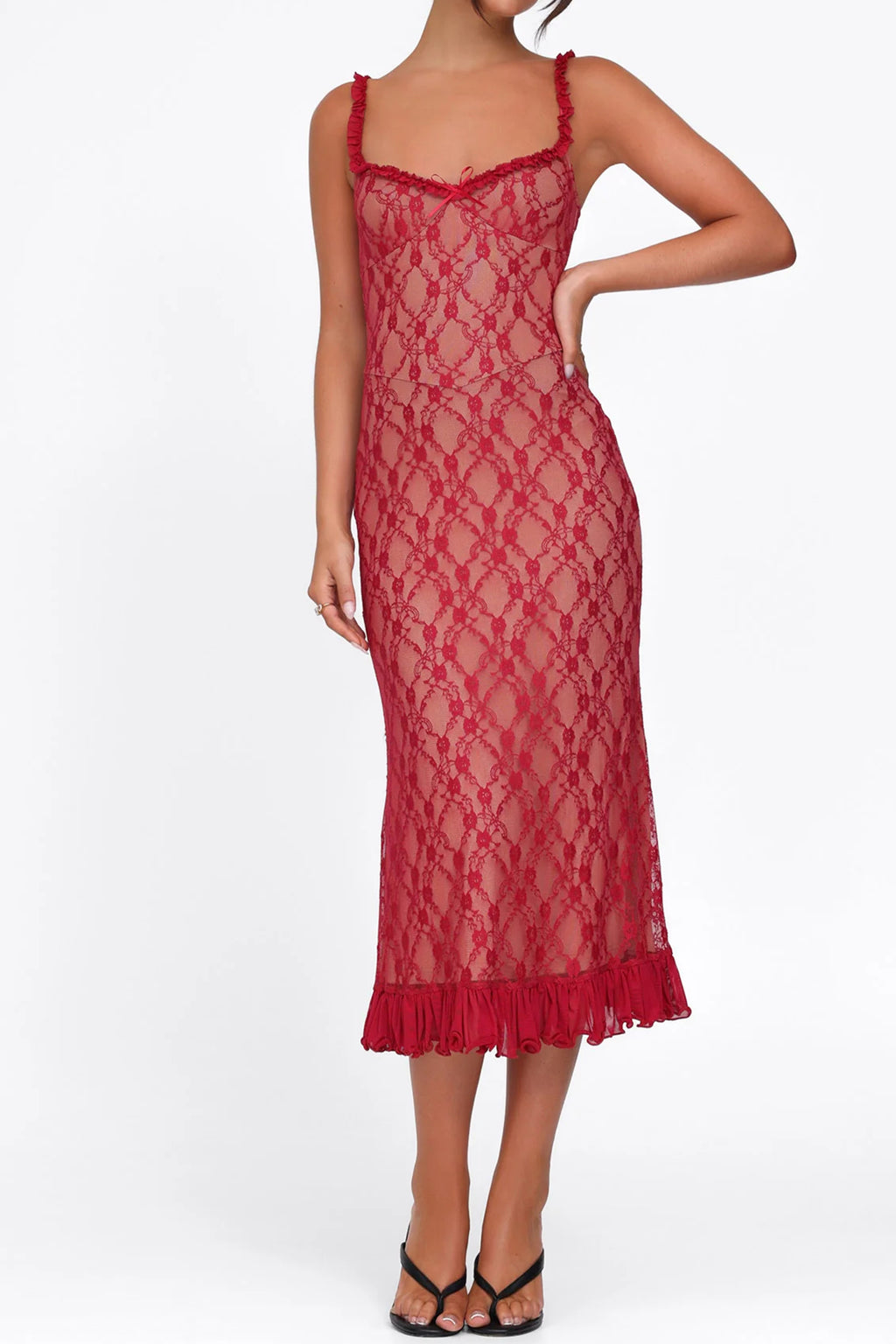 Vibrant Passionate Lace Sheer Summer Dress