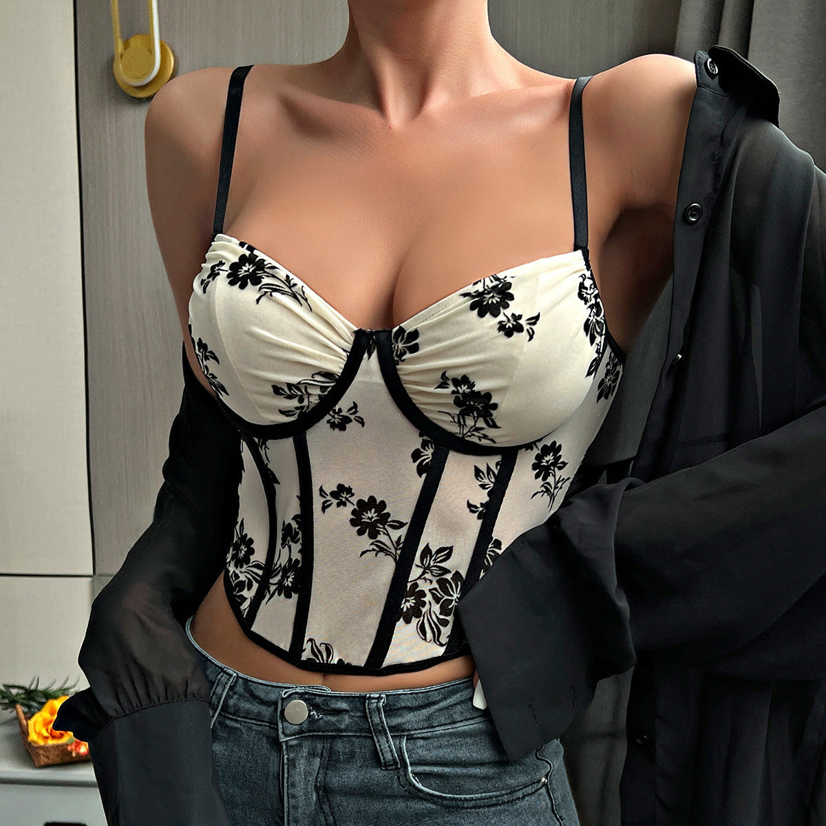 Sultry Deep Plunge Velvet Corset Top