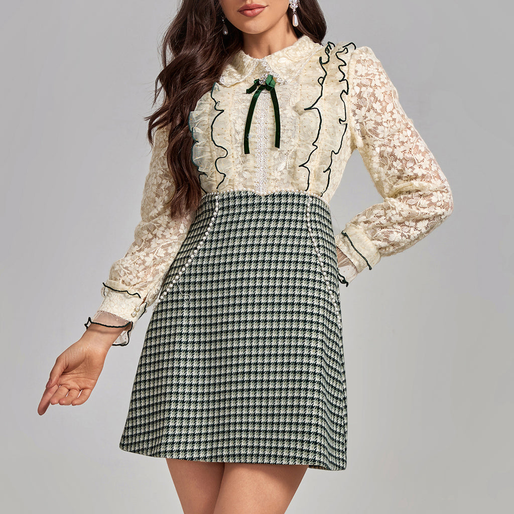 Janet Lace Patchwork Mini Dress