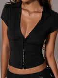 Party Alluring Plunge Neck Fitted Top