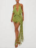 Salsa Fringe Halter Dress
