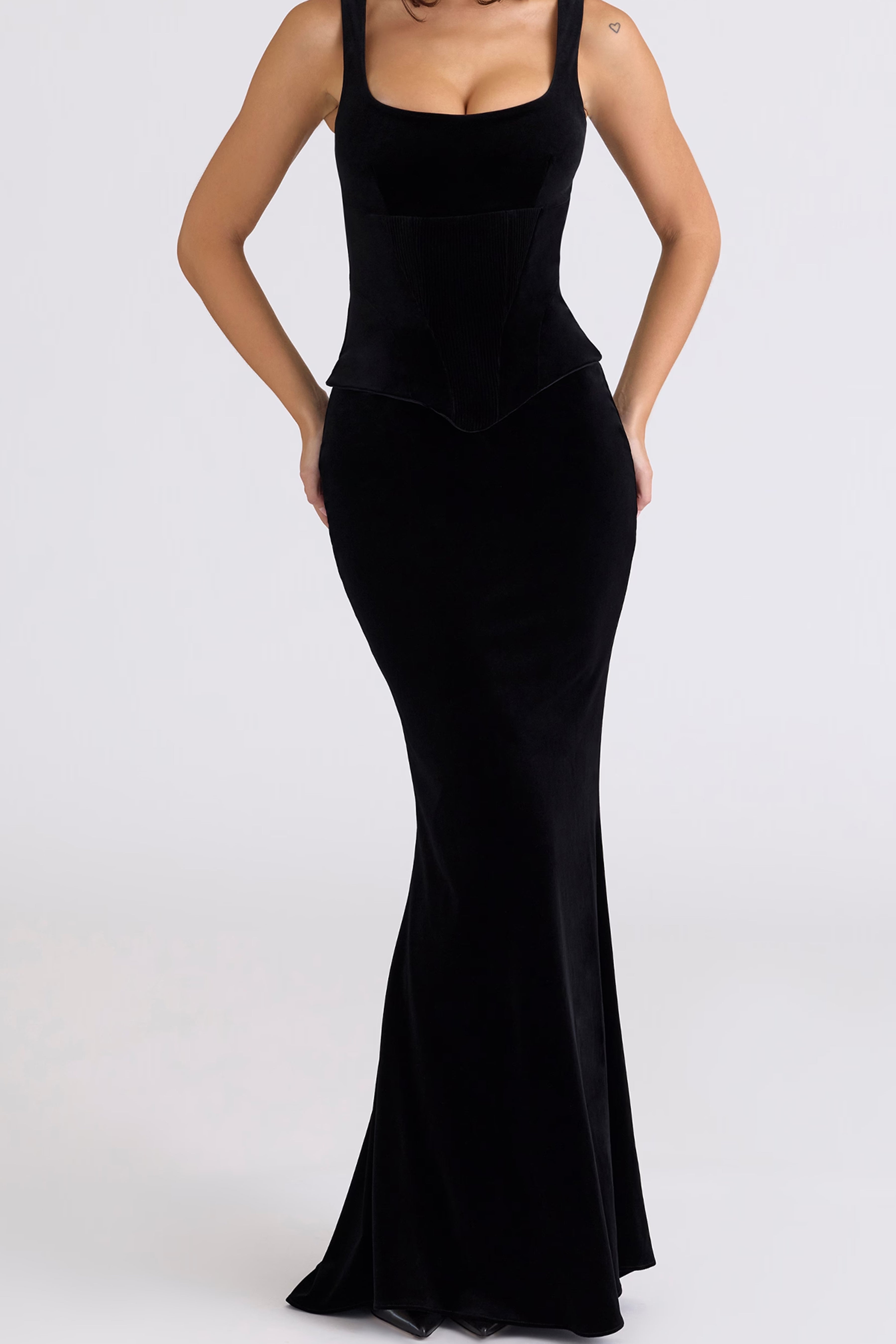 Black Velvet Hourglass Maxi Dress