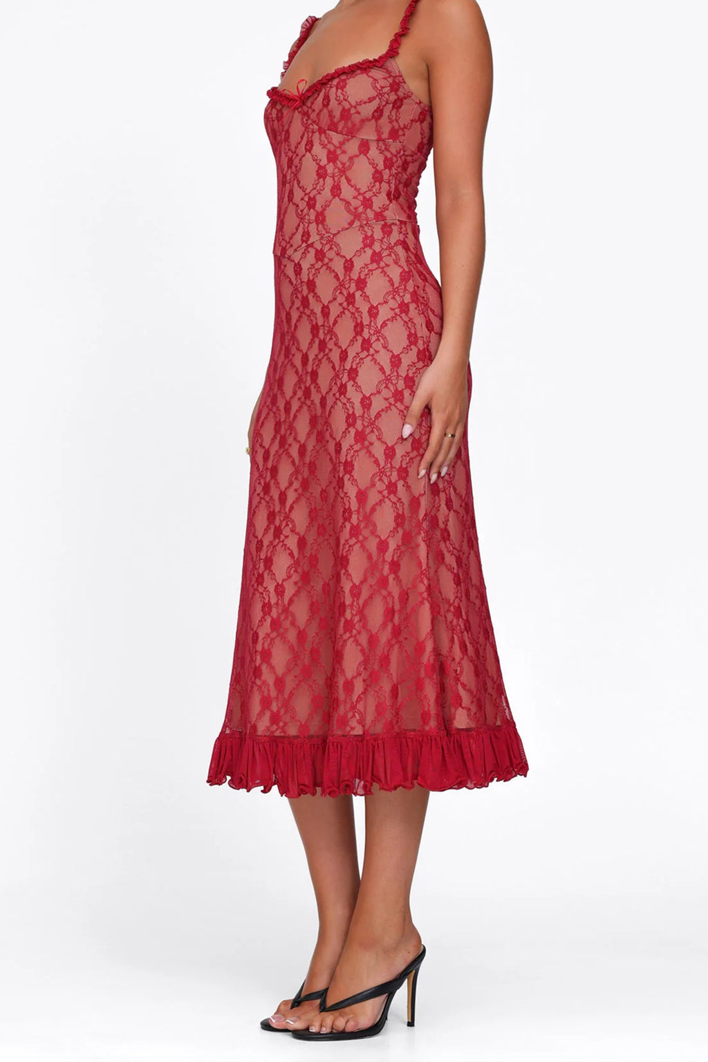 Vibrant Passionate Lace Sheer Summer Dress