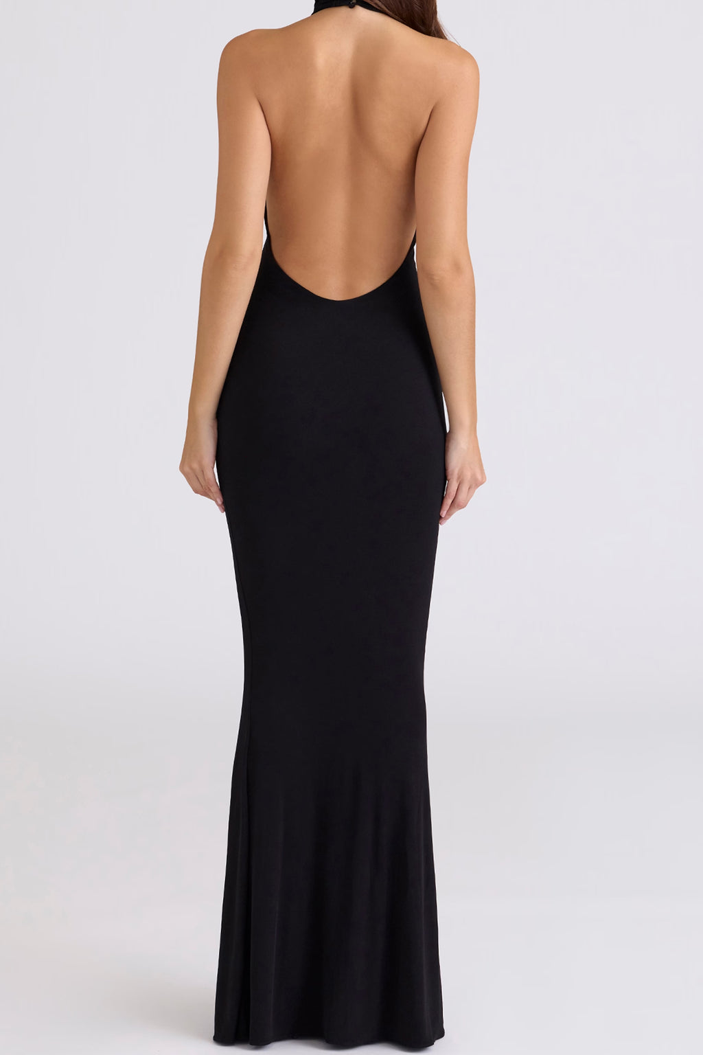 Black Backless Silhouette Maxi Dress
