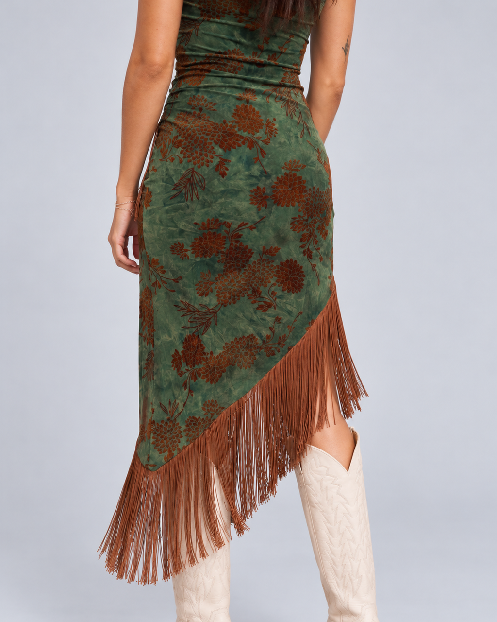 Wildflower Fringe Strapless Midi Dress