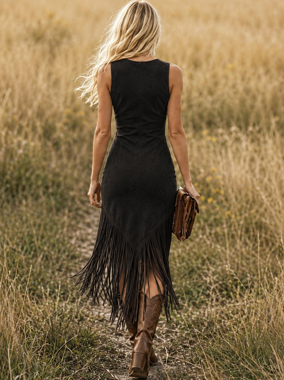 Vintage Fringe Maxi Dress