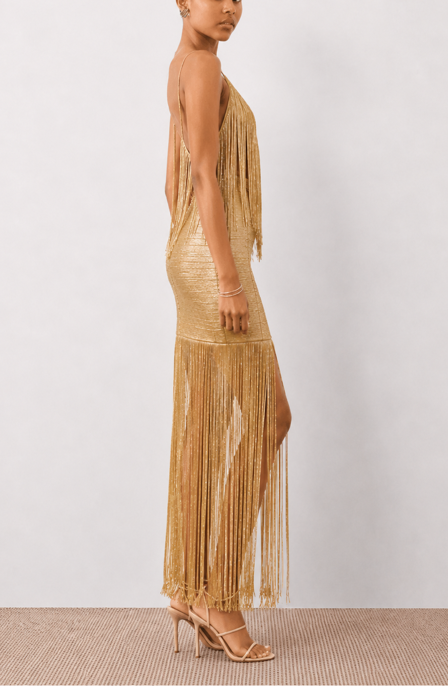 Evening Alluring V-Neck Bandage Fringe Maxi Dress