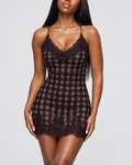 Wildflower Romance Gingham Lace Mini Dress