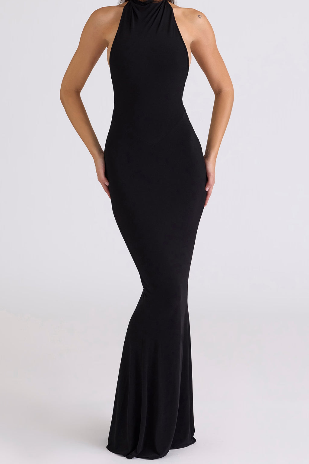 Black Backless Silhouette Maxi Dress