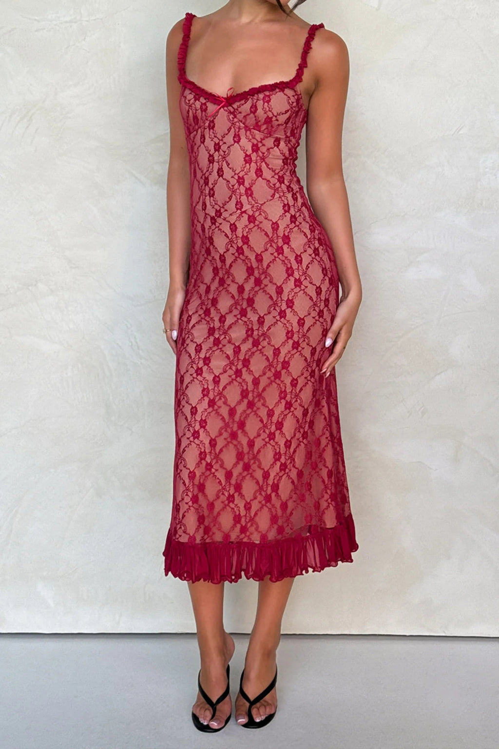 Vibrant Passionate Lace Sheer Summer Dress