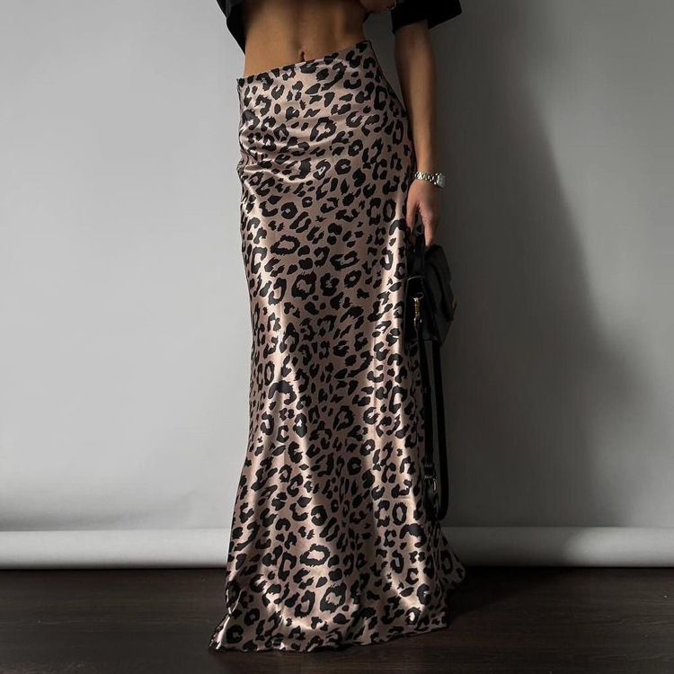 Wild Elegance Leopard Print Silk Maxi Skirt