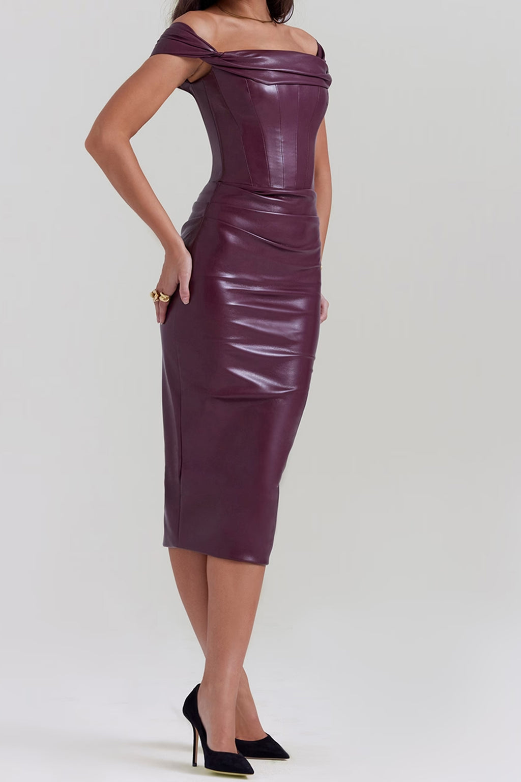 Mulberry Vegan Leather Corset Dress