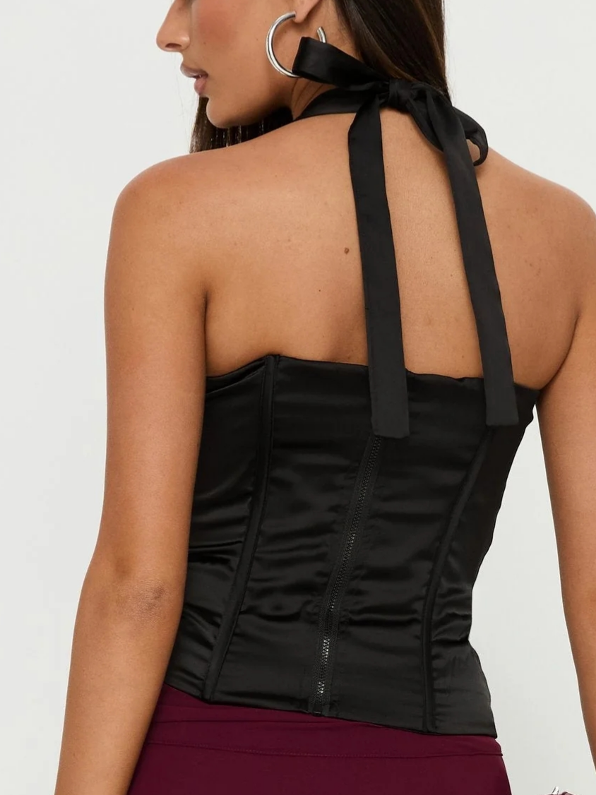 Raeshelle Halter Corset Top Black