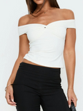 Maxeina Off Shoulder Twist Top White