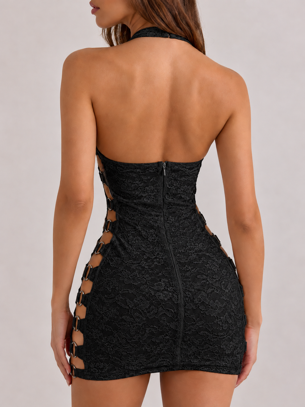 Chrome Bloom Lace Bustier Mini Dress