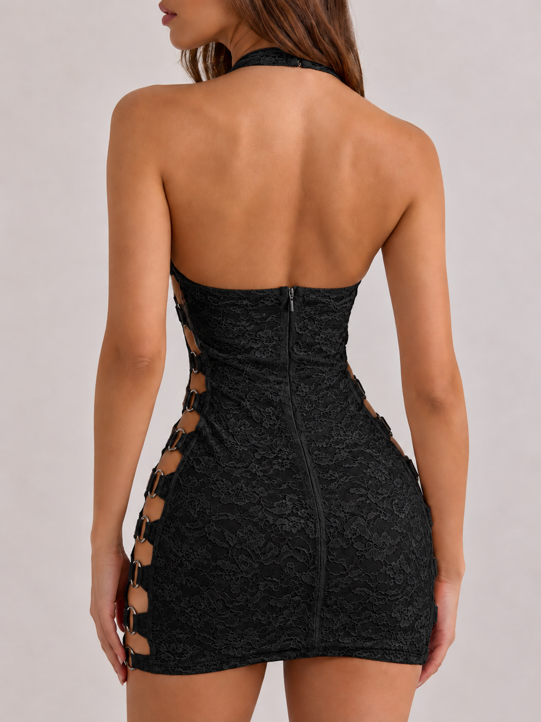 Chrome Bloom Lace Bustier Mini Dress