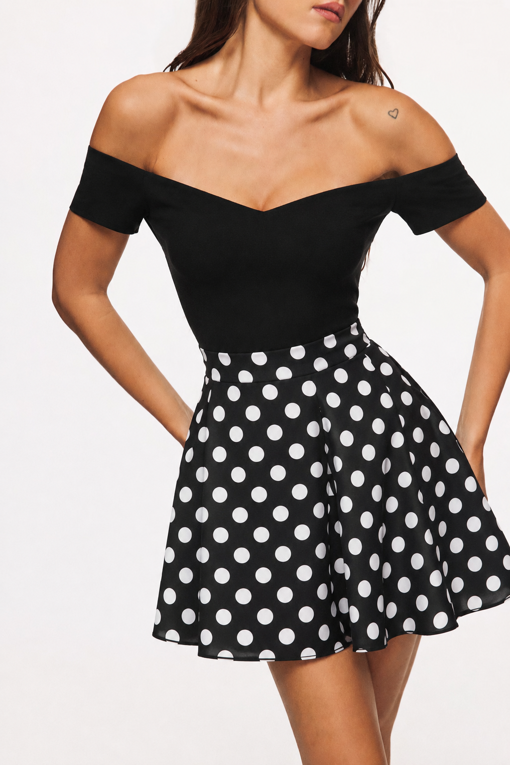 Dancing Dot Off Shoulder Dress