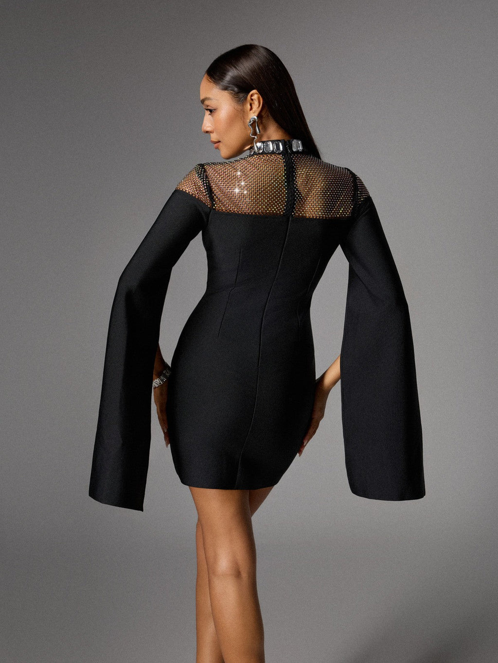 Akosua Rhinestone Bandage Split Mini Dress