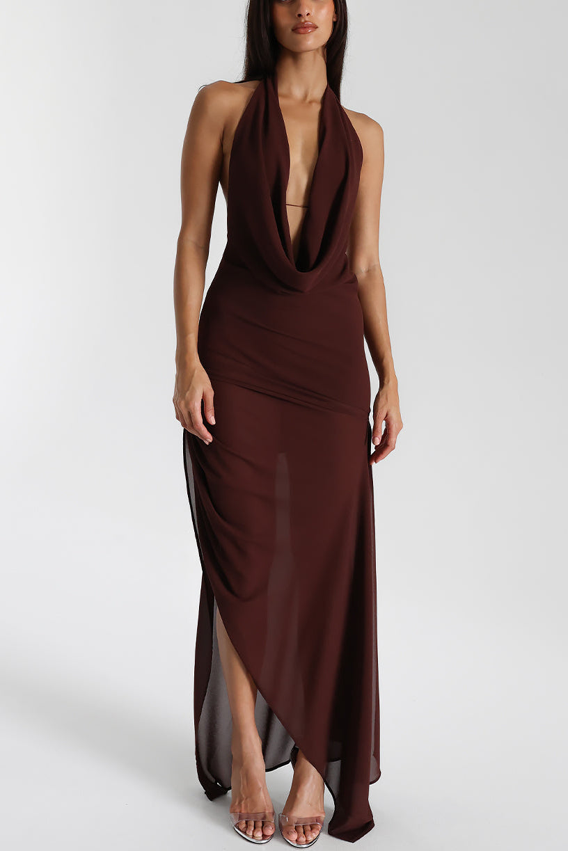 Desire Cowl Halter Dress