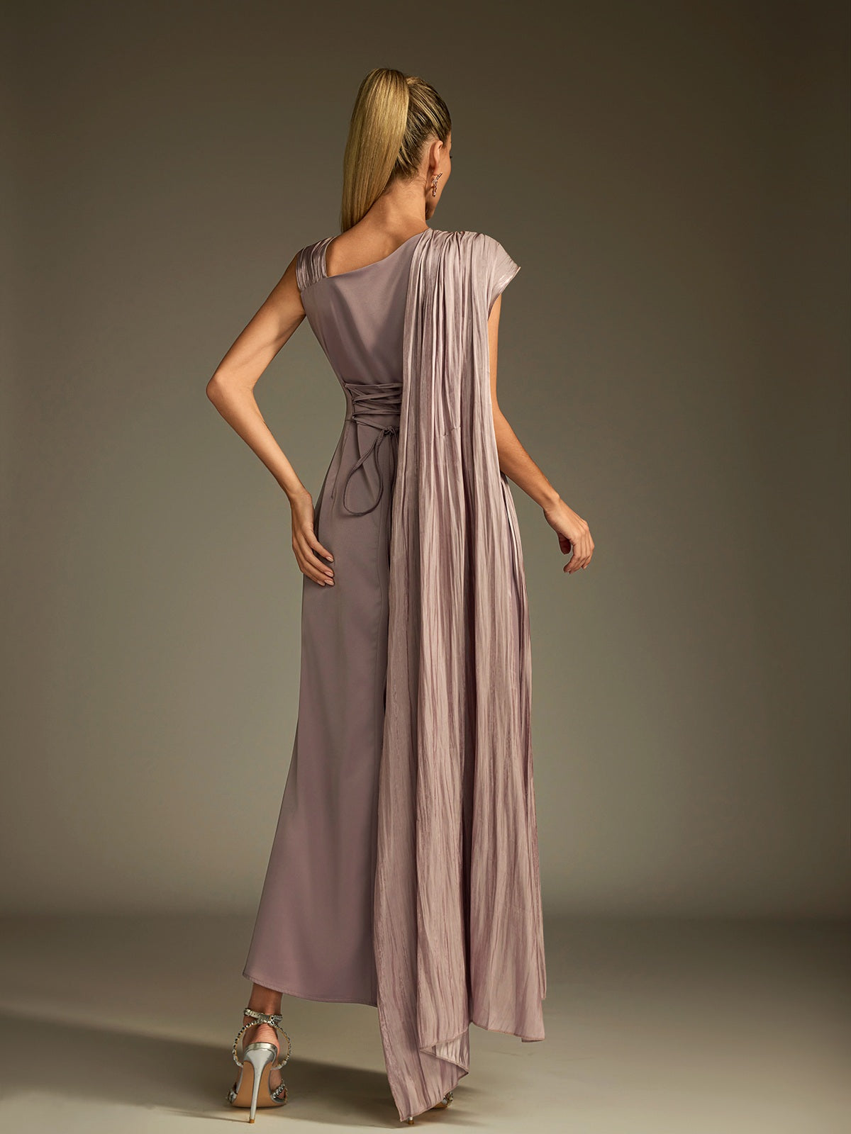 Anathema Ruched Draped Satin Maxi Dress