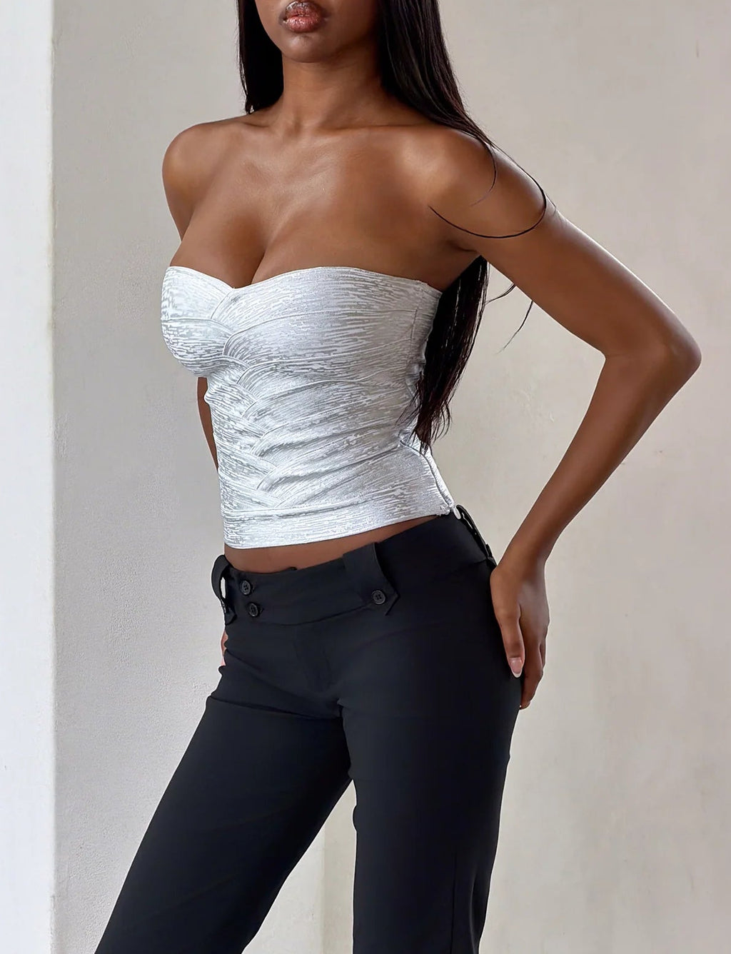Niya Metallic Bandage Top